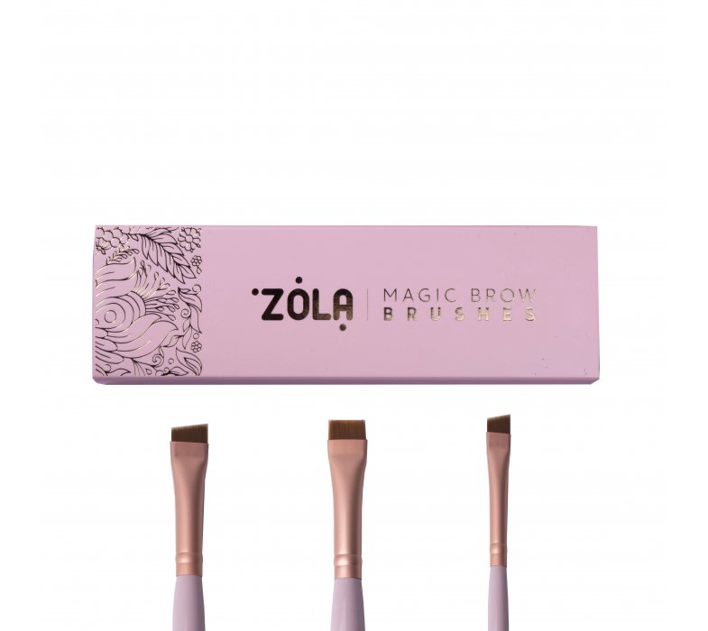 Zola набір кистей професійний для фарбування брів MAGIC BROW BRUSHES світло-рожевий  фото_2