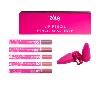 ZOLA Пенал с точилкой и карандашами для губ