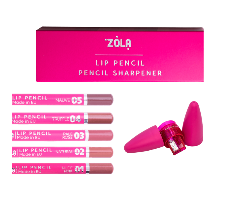 ZOLA Пенал с точилкой и карандашами для губ фото_1